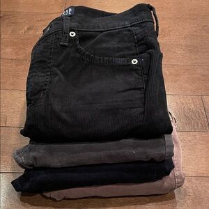 Corduroy Pants in Black, Brown, and Grey